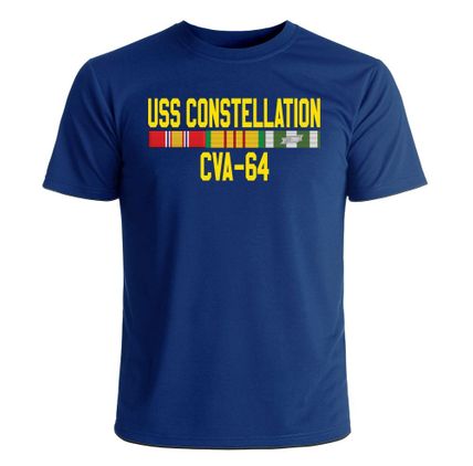 USS Constellation CVA-64 With Vietnam Service Ribbons Printed T-Shirt
