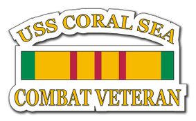 USS Coral Sea CV-43 Vietnam Combat Veteran with Ribbon  Decal