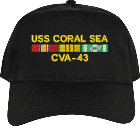 USS Coral Sea CVA-43 with Vietnam Service Ribbons Embroidered Cap