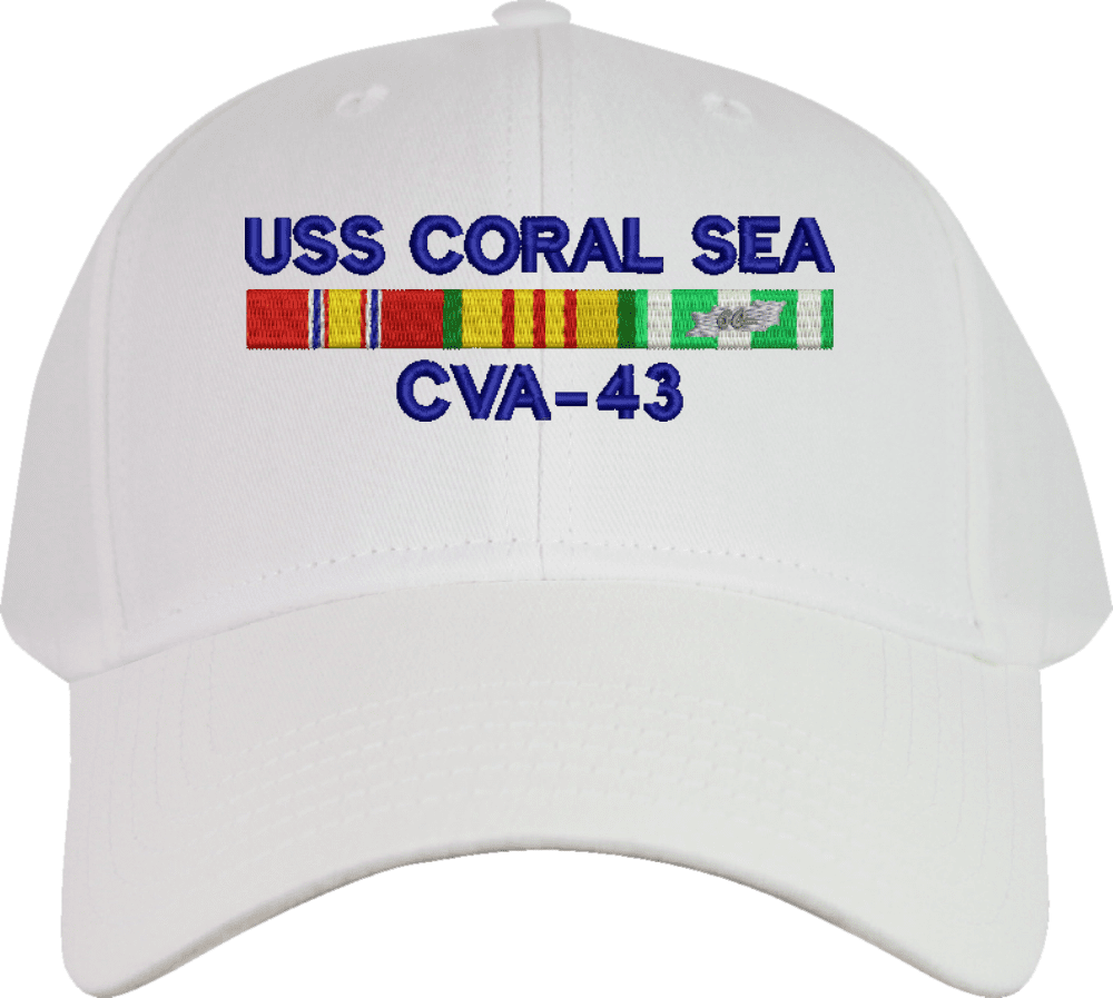 Personalized Hats Uss Coral Sea Wirh Service Ribbons