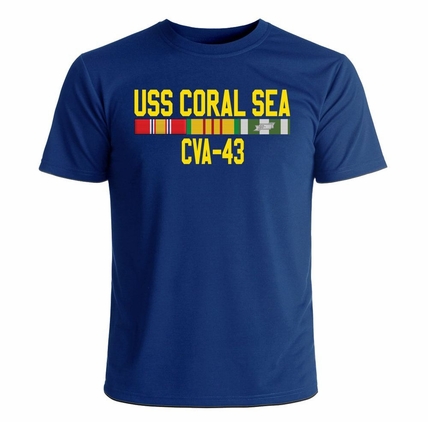 USS Coral Sea CVA-43 With Vietnam Service Ribbons Printed T-Shirt
