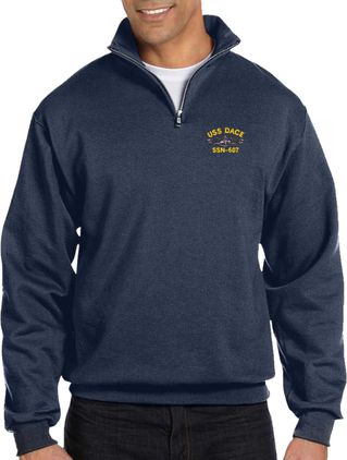 USS Dace SSN-607 with Dolphins Embroidered Quarter-Zip Pullover