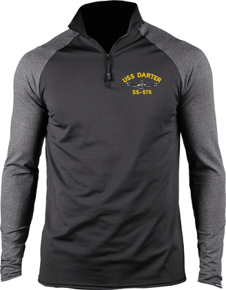 USS Darter SS-576 with Dolphins Embroidered ProWikMax 2-Tone 1/4 Zip Knit Long Sleeve Shirt