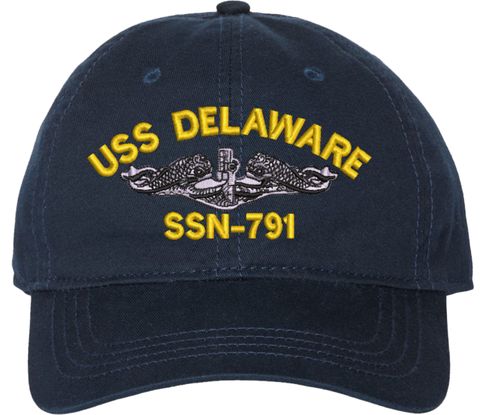 USS Delaware SSN-791 with Dolphins Unstructured Dad Cap