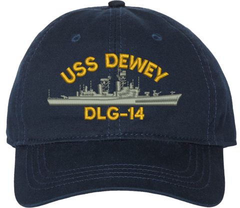 USS Dewey DLG-14 Navy Blue Unstructured Dad Cap