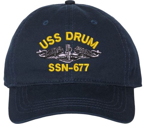 USS Drum SSN-677 with Dolphins Unstructured Dad Cap