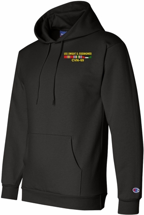 USS Dwight D. Eisenhower CVN-69 with Desert Storm Ribbons (Kuwait) Pullover Hoodie