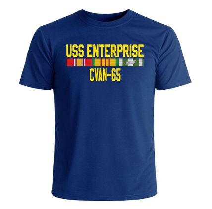 USS Enterprise CVAN-65 With Vietnam Service Ribbons Printed T-Shirt