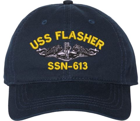 USS Flasher SSN-613 with Dolphins Unstructured Dad Cap