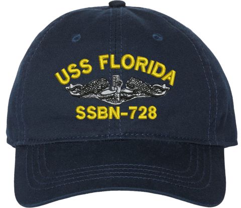USS Florida SSBN-728 with Dolphins Unstructured Dad Cap