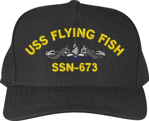 USS Flying Fish SSN-673 with Blue Water Dolphins Custom Embroidered Cap