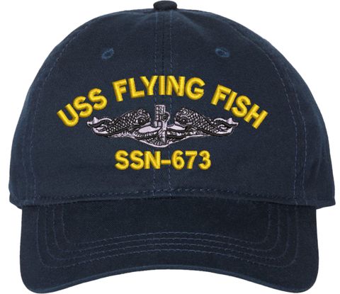 USS Flying Fish SSN-673 with Dolphins Unstructured Dad Cap
