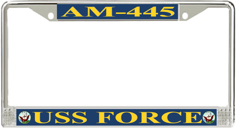 USS Force AM-445 License Plate Frame