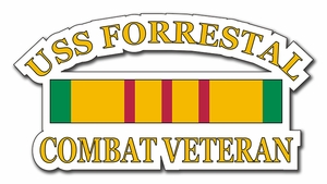 USS Forrestal CV-59 Vietnam Combat Veteran with Ribbon  Decal
