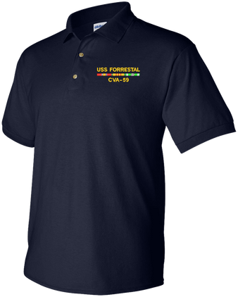 USS Forrestal CVA-59 with Vietnam Service Ribbons Polo