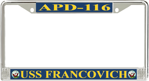 USS Francovich APD-116 License Plate Frame