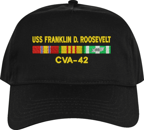USS Franklin D. Roosevelt CVA-42 with Vietnam Service Ribbons Embroidered Cap