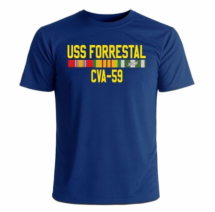 USS Franklin D. Roosevelt CVA-42 With Vietnam Service Ribbons Printed T-Shirt