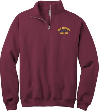 USS Georgia SSBN-729 with Dolphins Maroon Quarter-Zip Pullover X-Large