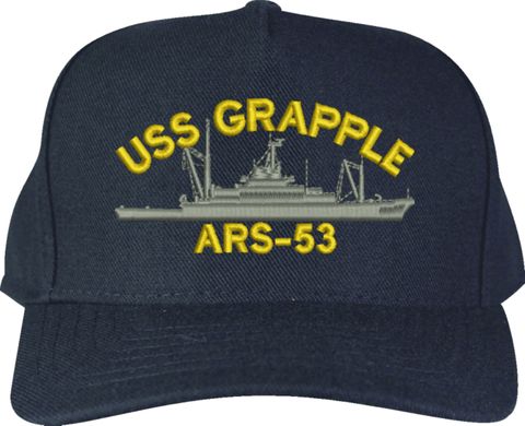 USS Grapple ARS-53 Navy Blue High Profile Cap (Made in the USA)