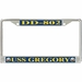 USS Gregory DD-802 License Plate Frame