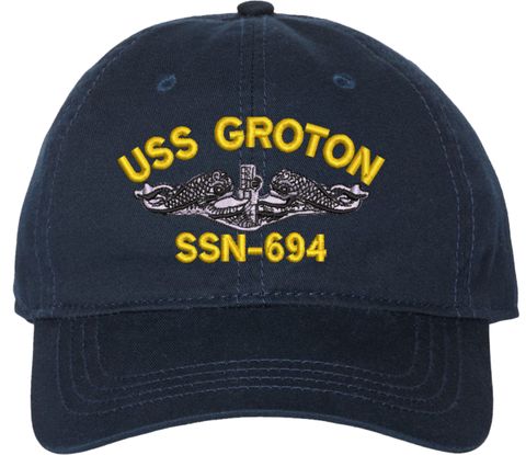 USS Groton SSN-694 with Dolphins Unstructured Dad Cap