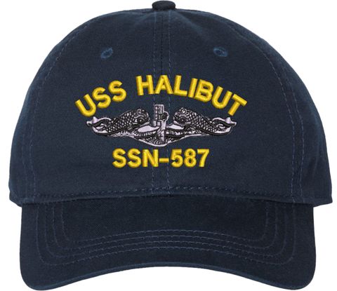 USS Halibut SSN-587 with Dolphins Unstructured Dad Cap