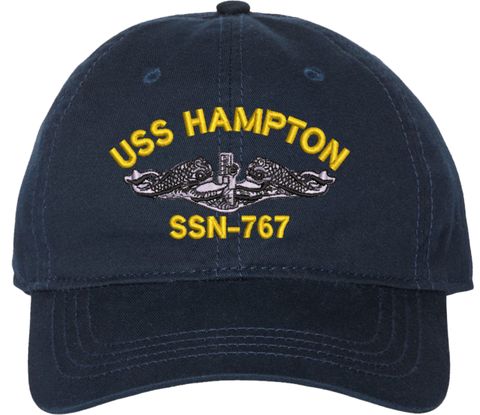 USS Hampton SSN-767 with Dolphins Unstructured Dad Cap