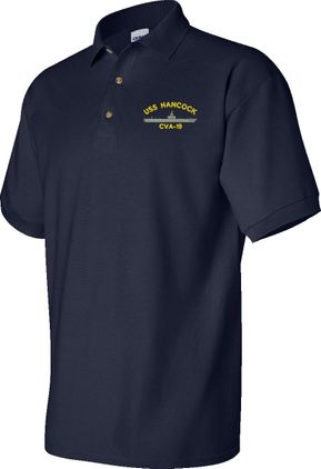 USS Hancock CVA-19 Navy Blue 50/50 Polo Medium