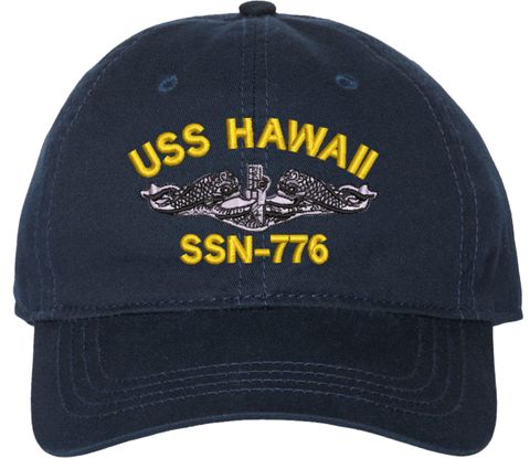USS Hawaii SSN-776 with Dolphins Unstructured Dad Cap