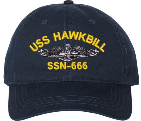 USS Hawkbill SSN-666 with Dolphins Unstructured Dad Cap