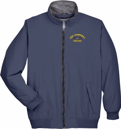 USS Hawkbill SSN-666 with Silver Dolphins Navy Blue 3-Season Jacket X-Large