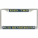 USS Henderson DD-785 License Plate Frame