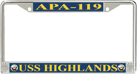 USS Highlands APA-119 License Plate Frame