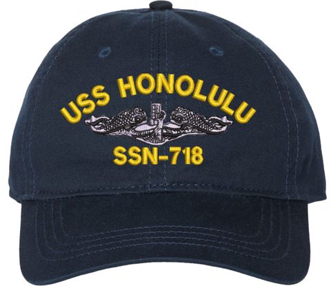 USS Honolulu SSN-718 with Dolphins Unstructured Dad Cap