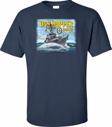 USS Hopper DDG-70 DH Navy Blue Short Sleeve T-Shirt Large