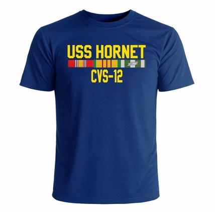 USS Hornet CVS-12 With Vietnam Service Ribbons Printed T-Shirt