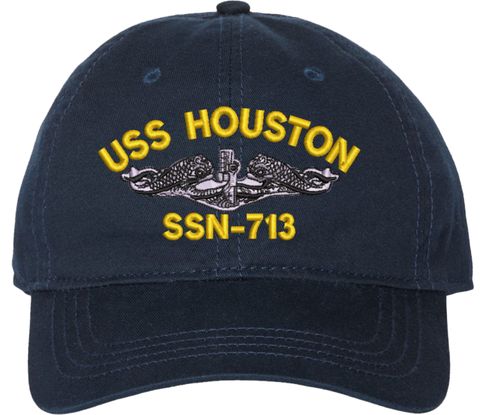 USS Houston SSN-713 with Dolphins Unstructured Dad Cap