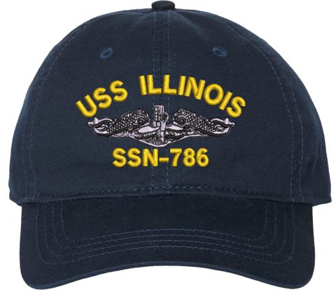 USS Illinois SSN-786 with Dolphins Unstructured Dad Cap