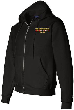 USS Independence CV-62 with Desert Storm Ribbons (Saudi Arabia) Full-Zip Hoodie