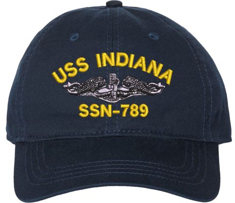 USS Indiana SSN-789 with Dolphins Unstructured Dad Cap