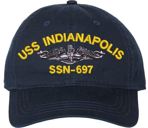 USS Indianapolis SSN-697 with Dolphins Unstructured Dad Cap
