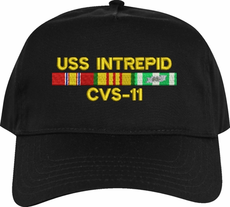USS Intrepid CVS-11 with Vietnam Service Ribbons Embroidered Cap