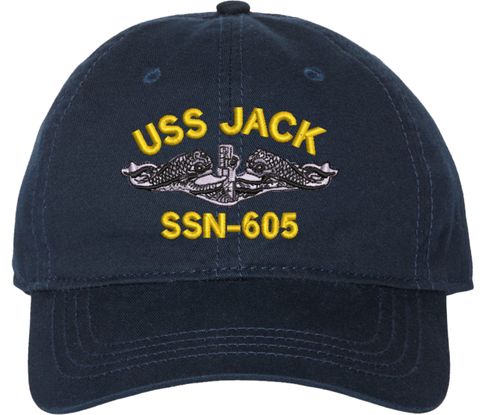 USS Jack SSN-605 with Dolphins Unstructured Dad Cap