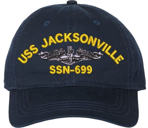 USS Jacksonville SSN-699 with Dolphins Unstructured Dad Cap