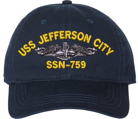 USS Jefferson City SSN-759 with Dolphins Unstructured Dad Cap