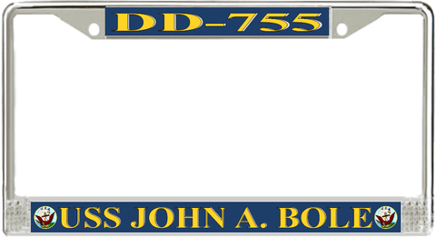 USS John A. Bole DD-755 License Plate Frame