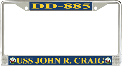 USS John R. Craig DD-885 License Plate Frame