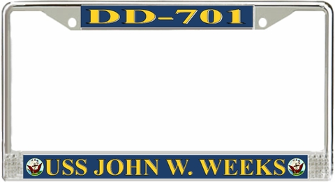 USS John W. Weeks DD-701 License Plate Frame