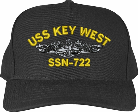 USS Key West SSN-722 with Dolphins Custom Embroidered Cap